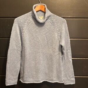 L.L. Bean Women's Light Blue Knit Turtleneck Sweater